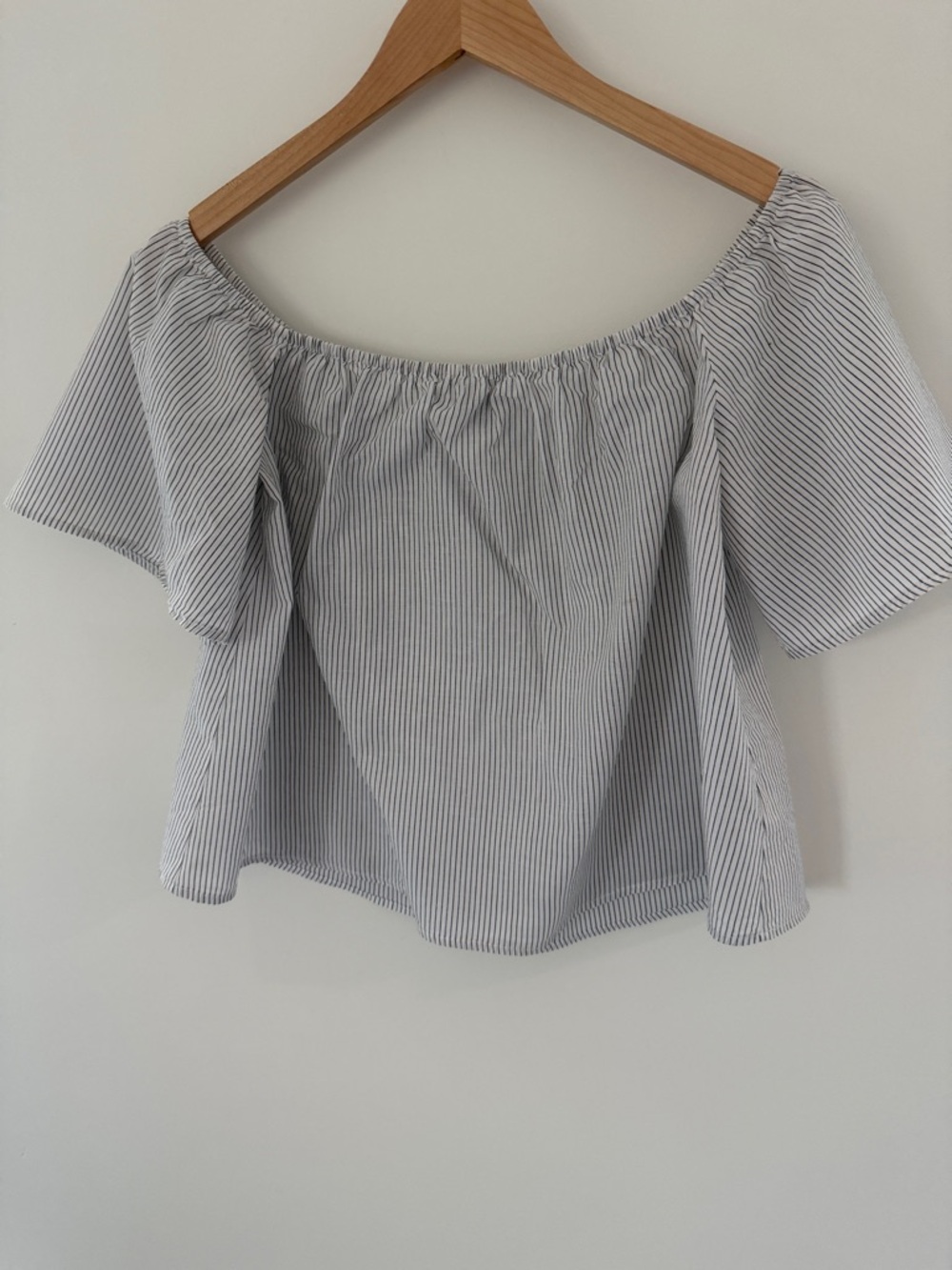 Express White and Black Striped Off-Shoulder Top